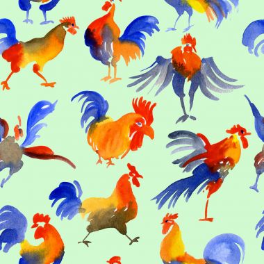 Noel desen. Noel. Arka plan. Horoz. Suluboya. İllüstrasyon