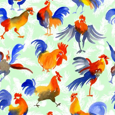 Noel desen. Noel. Arka plan. Horoz. Suluboya. İllüstrasyon