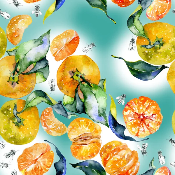 Sul, saboroso, aromático, tangerinas fitrant e mel, rústico, abelhas selvagens Aquarela. Ilustração — Fotografia de Stock