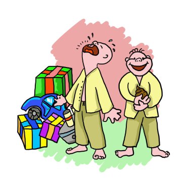 Kaprisli ve eğitimli çocuk. İyimserlik ve kötümserlik. İllüstrasyon