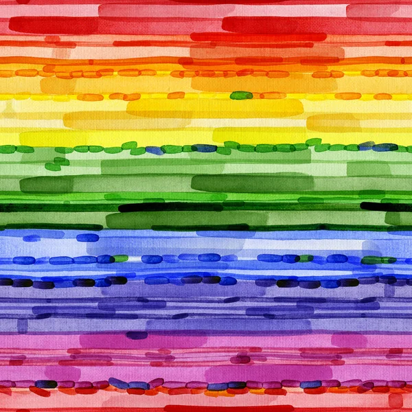 Arco-íris, multicolorido, alegre, feliz, fundo listrado. Aquarela. Ilustração — Fotografia de Stock
