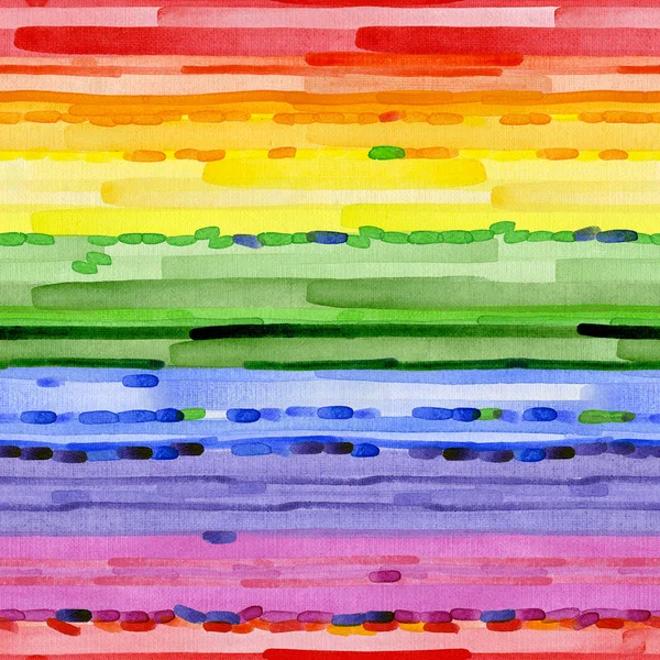 Arco iris, multicolor, alegre, feliz, fondo rayado. Acuarela. Ilustración —  Fotos de Stock