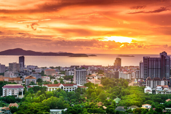 Sunset over Jomtien and Koh Larn, Pattaya, Thailand