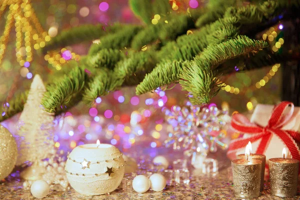 Christmas card. Background on a theme of New Year's  party. Deco — Stock Photo, Image