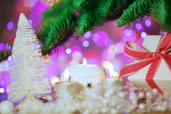 Tarjeta de Navidad. Los antecedentes sobre el tema de la velada de Año Nuevo. Deco — Foto de Stock