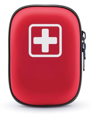 İlk yardım kırmızı çanta üzerinde beyaz izole. 3D illüstrasyon vektör