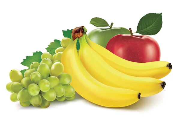 Fruitmix op wit. 3D illustratie — Stockfoto