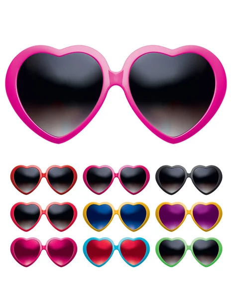 Conjunto de gafas con forma de corazón aisladas. Vector realista 3d illustr — Vector de stock