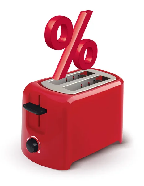 Toaster with percent symbols. Creative idea 3d illustration — Stock Photo, Image