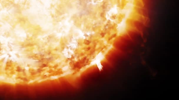 Zon in de ruimte met uitsteeksels en zonnewind — Stockvideo