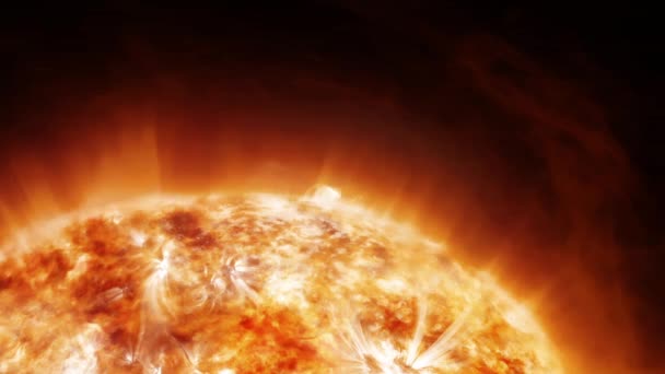 Sole nello spazio con prominenze e vento solare — Video Stock