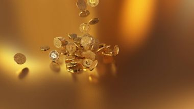 Bir yığının üstüne düşen Bitcoins