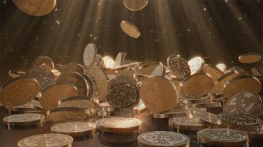 Bir yığının üstüne düşen Bitcoin