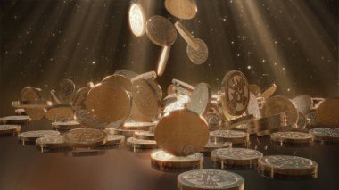 Bir yığının üstüne düşen Bitcoin