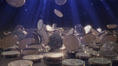 Bir yığının üstüne düşen Bitcoin