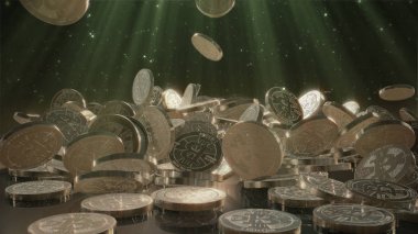 Bir yığının üstüne düşen Bitcoin