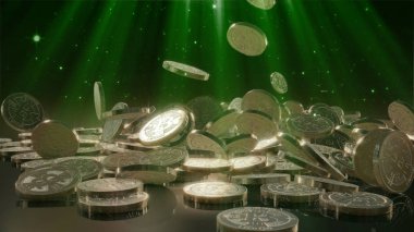 Bir yığının üstüne düşen Bitcoin