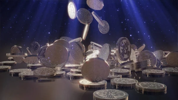 Bir yığının üstüne düşen Bitcoin