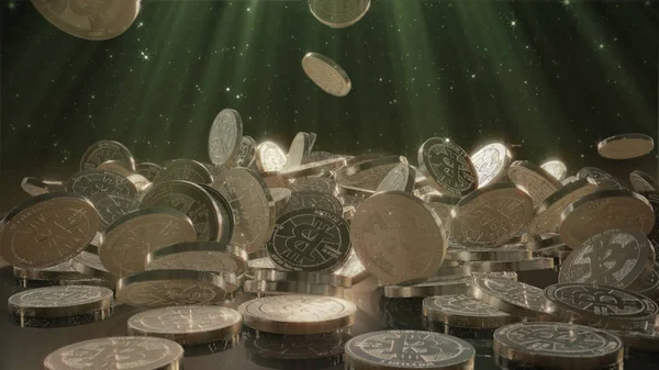 Bir yığının üstüne düşen Bitcoin