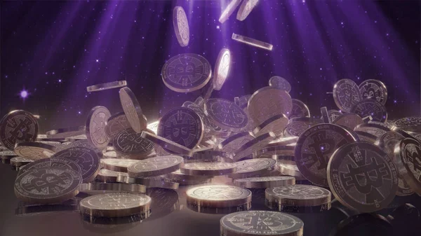 Bir yığının üstüne düşen Bitcoin