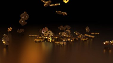 3D render düşen dolar belirtileri.