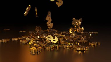 3D render düşen dolar belirtileri.