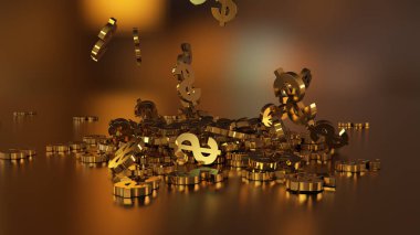 3D render düşen dolar belirtileri.