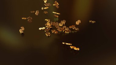 3D render düşen dolar belirtileri.