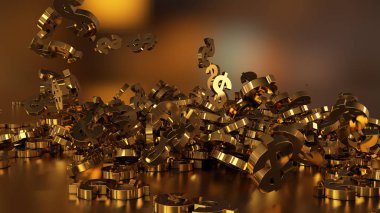 3D render düşen dolar belirtileri.
