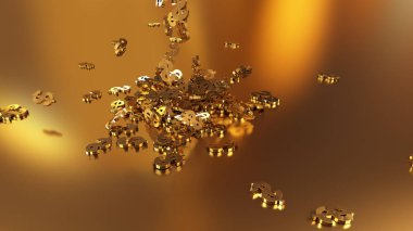 3D render düşen dolar belirtileri.