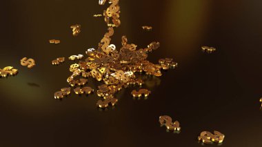 3D render düşen dolar belirtileri.