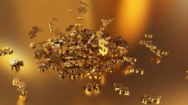 3D render düşen dolar belirtileri.