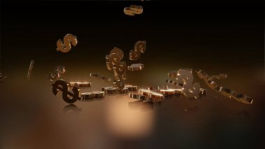3D render düşen dolar belirtileri.