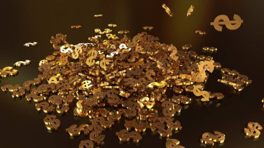3D render düşen dolar belirtileri.