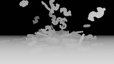 3D render düşen dolar belirtileri.