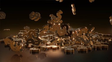 3D render düşen dolar belirtileri.