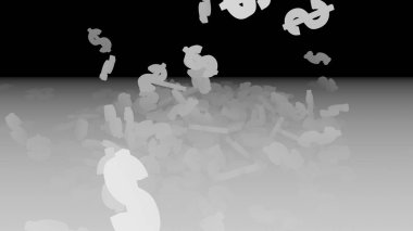 3D render düşen dolar belirtileri.