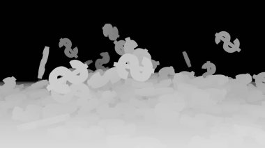 3D render düşen dolar belirtileri.
