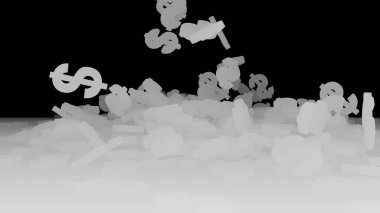 3D render düşen dolar belirtileri.