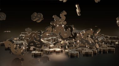 3D render düşen dolar belirtileri.