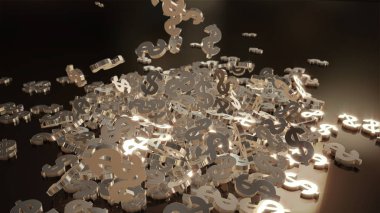 3D render düşen dolar belirtileri.