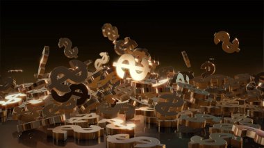 3D render düşen dolar belirtileri.