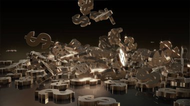 3D render düşen dolar belirtileri.