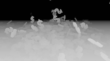 3D render düşen dolar belirtileri.