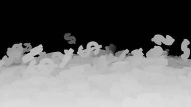 3D render düşen dolar belirtileri.