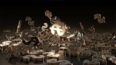 3D render düşen dolar belirtileri.