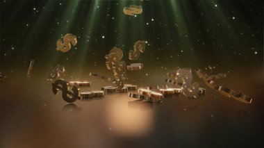 3D render düşen dolar belirtileri.