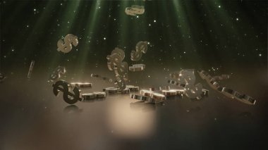 3D render düşen dolar belirtileri.