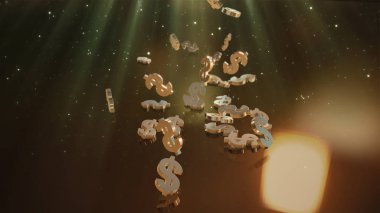3D render düşen dolar belirtileri.