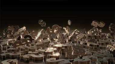 3D render düşen dolar belirtileri.